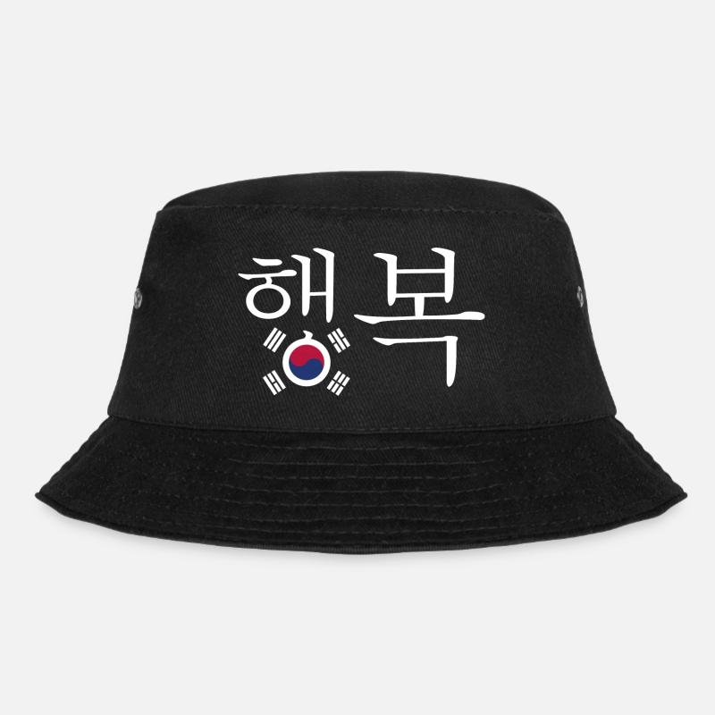 Glück in Hangul mit der südkoreanischen Flagge - Bucket Hat - Schwarz