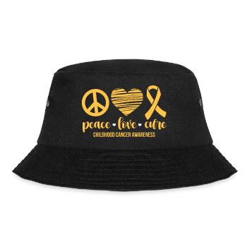 Peace Love Cure Childhood Cancer Awareness - Bucket Hat - Schwarz - Vorne - Lela (165cm)
