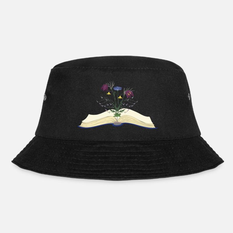 Wild Blumen Blüten wachsen aus Buch - Bucket Hat - Schwarz