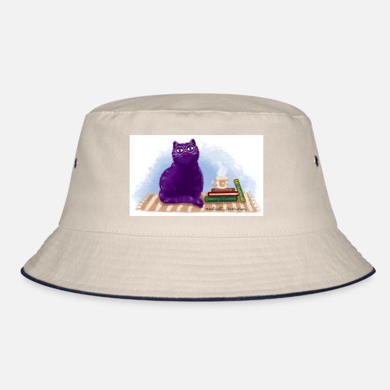 Cat, books and tea Bucket Hat