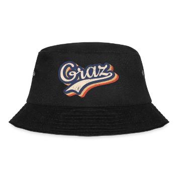 Steiermark Graz Vintage Hippie Typografie - Bucket Hat - Schwarz - Vorne - Lela (165cm)