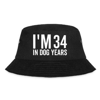Ich bin 34 in Hundejahren - Bucket Hat - Schwarz - Vorne - Lela (165cm)