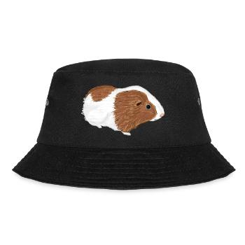 Design mit einem Glatthaar-Meerschweinchen 3 - Bucket Hat - Schwarz - Vorne - Lela (165cm)