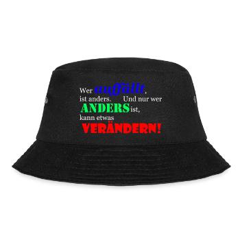 Wer auffällt ist anders! - Bucket Hat - Schwarz - Vorne - Lela (165cm)