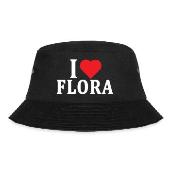 T-Shirt I love Flora T-Shirt Geschenkidee - Bucket Hat - Schwarz - Vorne - Lela (165cm)