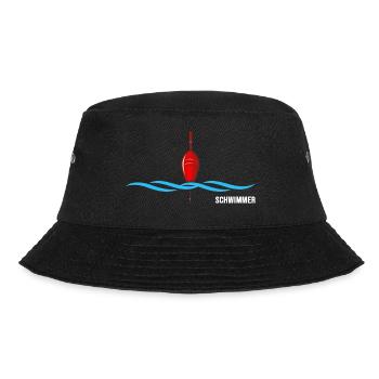 Schwimmer schwimmt im Wasser "Schwimmtrainer Boje" - Bucket Hat - Schwarz - Vorne - Lela (165cm)