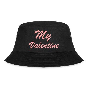 My Valentine Design in rosa - Bucket Hat - Schwarz - Vorne - Lela (165cm)