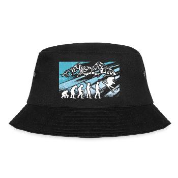 Skiing Evolution Vintag Winter Sport Ski - Bucket Hat - Schwarz - Vorne - Lela (165cm)