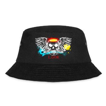 L.Gor stylischer Totenkopf - Bucket Hat - Schwarz - Vorne - Lela (165cm)