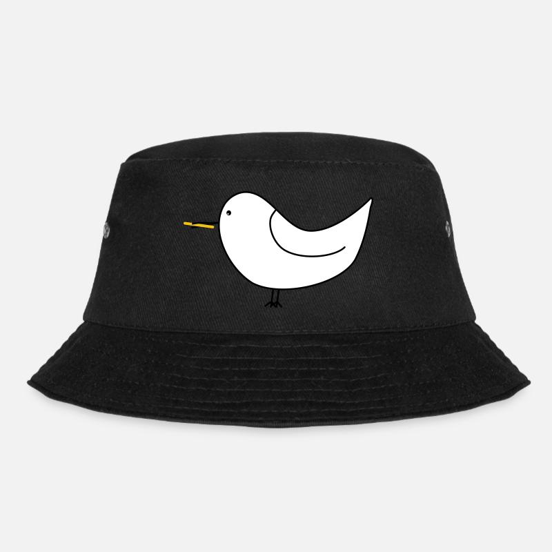 Weiße Möwe mit Pommes - Bucket Hat - Schwarz