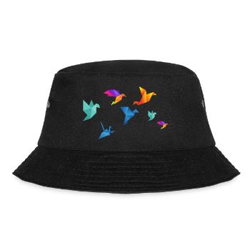 Multicolored paper birds - Bucket Hat - black - Front - Lela (165cm)