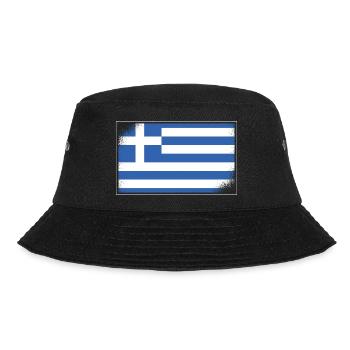 Griechenland Flagge Hellas Athen Griechische Fahne - Bucket Hat - Schwarz - Vorne - Lela (165cm)