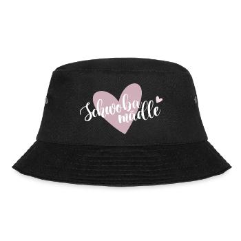 Schwobamädle mit rosa Herz - Bucket Hat - Schwarz - Vorne - Lela (165cm)