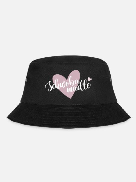 Schwobamädle mit rosa Herz - Bucket Hat - Schwarz