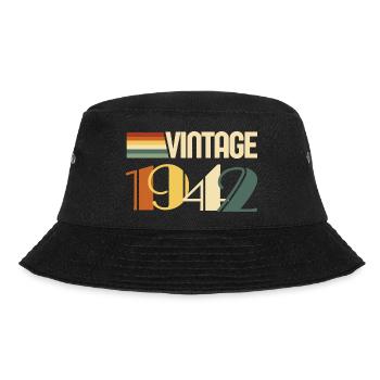 Jahrgang 1942 - 1942 Jubiläumsgeschenk - Bucket Hat - Schwarz - Vorne - Lela (165cm)
