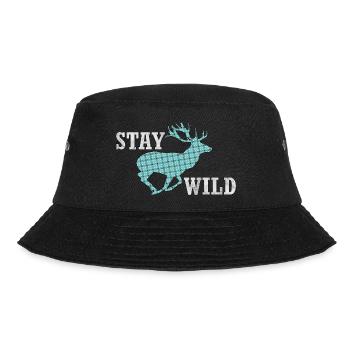 Stay Wild - laufender Hirsch mit frechem Muster - Bucket Hat - Schwarz - Vorne - Lela (165cm)
