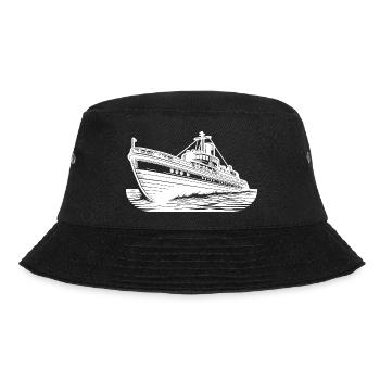 Schnittiges Hochseeschiff Kutter Schlepper - Bucket Hat - Schwarz - Vorne - Lela (165cm)