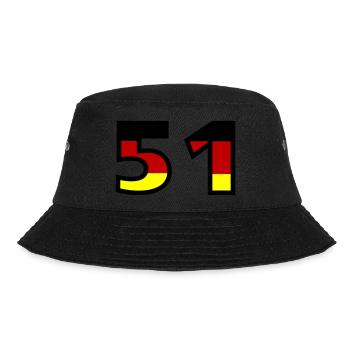 51 Zahl Deutschland Trikot - Bucket Hat - Schwarz - Vorne - Lela (165cm)