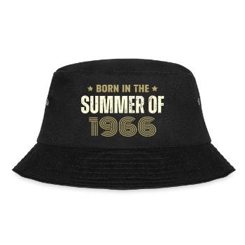 Jahrgang 1966 Jahrgang 1966 Geburtstagsgeschenk - Bucket Hat - Schwarz - Vorne - Lela (165cm)