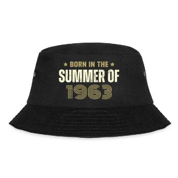Jahrgang 1963 Jahrgang 1963 Geburtstagsgeschenk - Bucket Hat - Schwarz - Vorne - Lela (165cm)