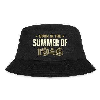 Jahrgang 1946 Jahrgang 1946 Geburtstagsgeschenk - Bucket Hat - Schwarz - Vorne - Lela (165cm)