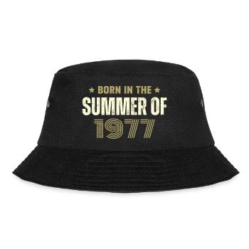 Jahrgang 1977 Jahrgang 1977 Geburtstagsgeschenk - Bucket Hat - Schwarz - Vorne - Lela (165cm)