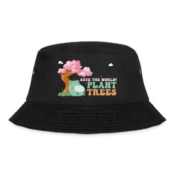 Save the World, Plant Trees - Cute Frog - Arbor - Bucket Hat - black - Front - Lela (165cm)
