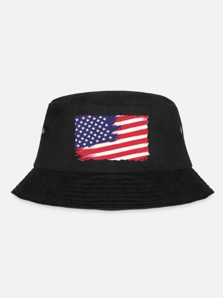 Brushstroke American Flag - Bucket Hat - black