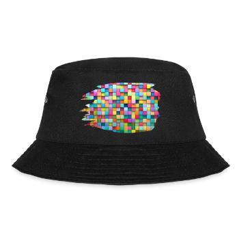 Bunte Blöcke - Bucket Hat - Schwarz - Vorne - Lela (165cm)