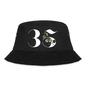 Number 35 Floral Green - 35th Floral Anniversary - Bucket Hat - black - Front - Lela (165cm)