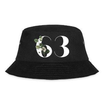 Nummer 63 Blumengrün - 63. Blumengeburtstag - Bucket Hat - Schwarz - Vorne - Lela (165cm)