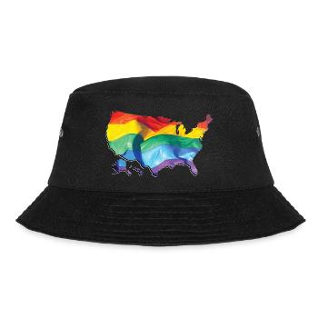USA | echte Flagge | LGBTQIA+ - Bucket Hat - Schwarz - Vorne - Lela (165cm)
