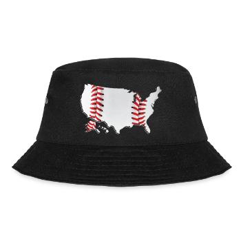 USA | echter Baseball | Landkarte - Bucket Hat - Schwarz - Vorne - Lela (165cm)