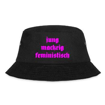 jung mackrig feministisch - Bucket Hat - Schwarz - Vorne - Lela (165cm)