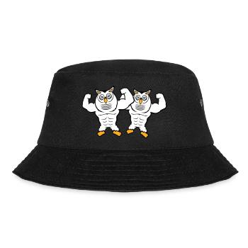 2 Owls Bodybuilders Muscles Biceps Poses Gym Rat - Bucket Hat - black - Front - Lela (165cm)