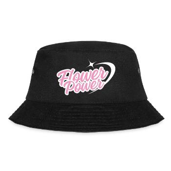 Flower Power - Retro-Schrift in rosa mit Stern - Bucket Hat - Schwarz - Vorne - Lela (165cm)