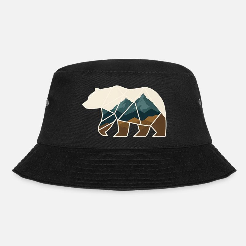 Bär Design geometrisch - Bucket Hat - Schwarz