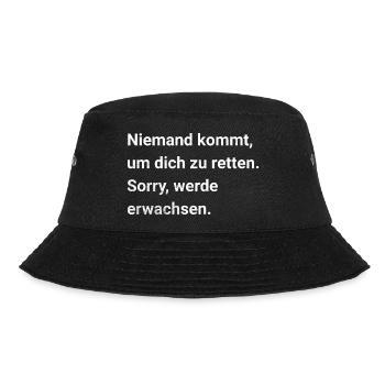 No one comes to save you. Sarcasm, irony, - Bucket Hat - black - Front - Lela (165cm)