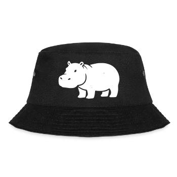 Nilpferd Silhouette Weiß - Bucket Hat - Schwarz - Vorne - Lela (165cm)