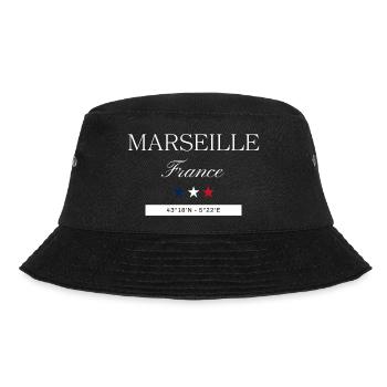 Marseille Frankreich Souvenir Reise minimalistisch - Bucket Hat - Schwarz - Vorne