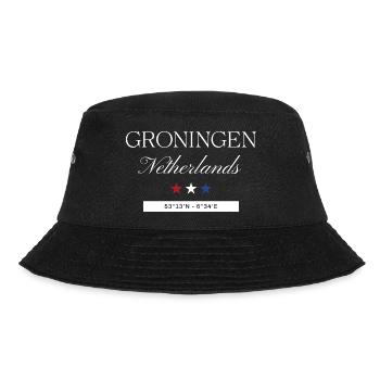 Groningen Niederlande Souvenir – Reise minimalist - Bucket Hat - Schwarz - Vorne