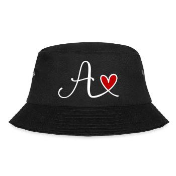 Buchstabe A Monogramm mit Herz - Bucket Hat - Schwarz - Vorne
