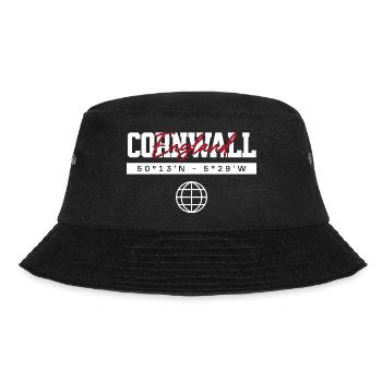Cornwall England Koordinaten Reise Souvenir - Bucket Hat - Schwarz - Vorne