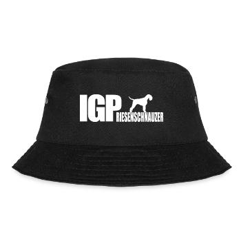 IGP RIESENSCHNAUZER Wilsigns Hundesport Geschenk - Bucket Hat - Schwarz - Vorne - Lela (165cm)