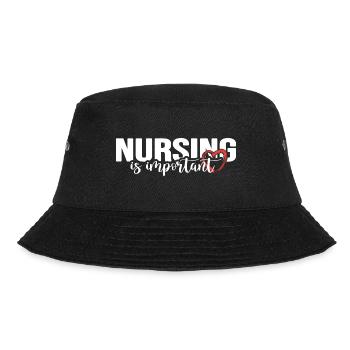 Krankenschwester Intensiv-Pflege Nurse Pflegepool - Bucket Hat - Schwarz - Vorne - Lela (165cm)
