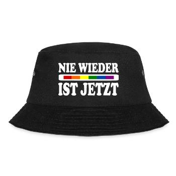 Nie wieder ist jetzt - Bucket Hat - Schwarz - Vorne - Lela (165cm)