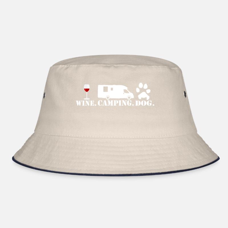 Red wine dog camping Bucket Hat