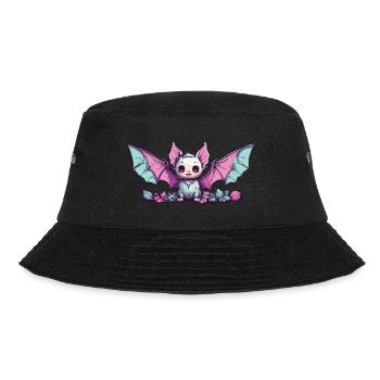 Aesthetic Gothic Kawaii Bat e-girl Design - Bucket Hat - black - Front - Lela (165cm)