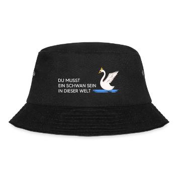 Schwan "Schwan sein" Naturmotto Vogelfrei Schwäne - Bucket Hat - Schwarz - Vorne - Lela (165cm)
