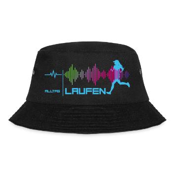 Läuferin - Alltags-Puls - good vibes (blau) - Bucket Hat - Schwarz - Vorne - Lela (165cm)